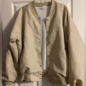 Vtg 80s Hartwell Men's Canvas Beige Bomber Jacket Made In USA -see Description